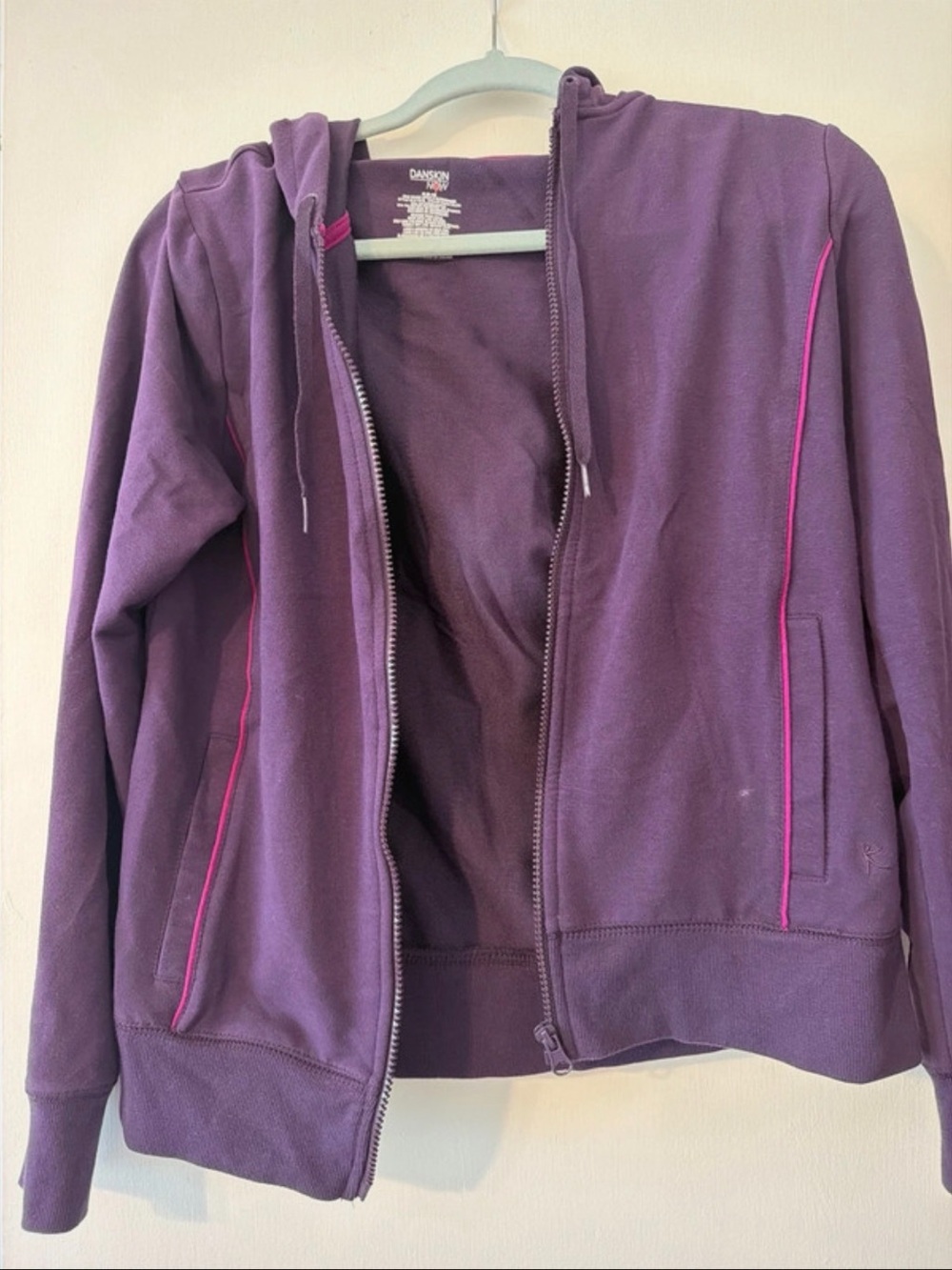 Danskin Purple Zip-Up Hooded Jacket with Pink Piping